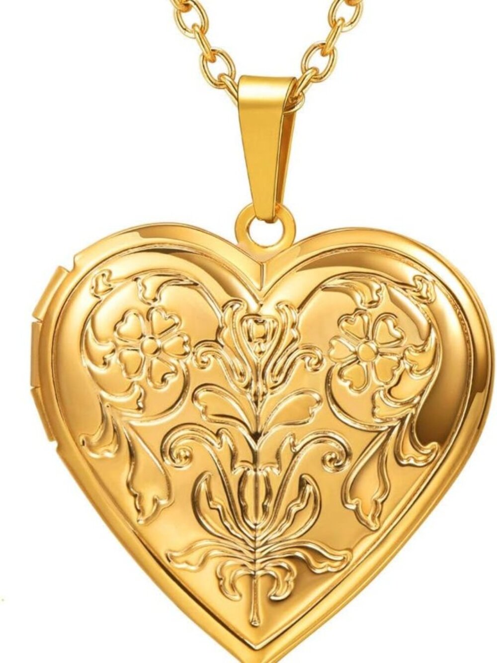 Heart Photo Locket Necklace for Women, Holds Pictures, Perfect Gift with Box